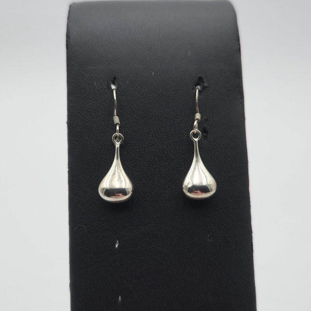 Sterling Silver Rustic Simple Shape Dangle Earrin… - image 1